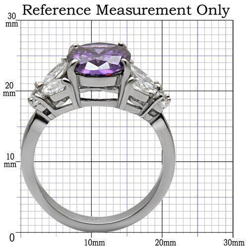 Womens Silver Rings High polished (no plating) 316L Stainless Steel Ring with AAA Grade CZ in Amethyst TK086 - Jewelry Store by Erik Rayo