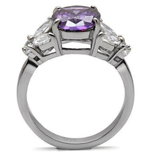 Load image into Gallery viewer, Womens Silver Rings High polished (no plating) 316L Stainless Steel Ring with AAA Grade CZ in Amethyst TK086 - Jewelry Store by Erik Rayo
