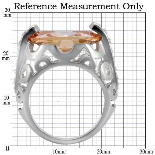 Womens Silver Rings High polished (no plating) 316L Stainless Steel Ring with AAA Grade CZ in Champagne TK092 - Jewelry Store by Erik Rayo