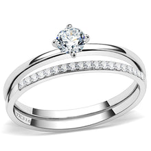 Load image into Gallery viewer, Womens Silver Rings High polished (no plating) 316L Stainless Steel Ring with AAA Grade CZ in Clear DA026 - Jewelry Store by Erik Rayo
