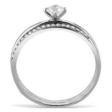 Load image into Gallery viewer, Womens Silver Rings High polished (no plating) 316L Stainless Steel Ring with AAA Grade CZ in Clear DA026 - Jewelry Store by Erik Rayo
