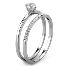 Load image into Gallery viewer, Womens Silver Rings High polished (no plating) 316L Stainless Steel Ring with AAA Grade CZ in Clear DA026 - Jewelry Store by Erik Rayo
