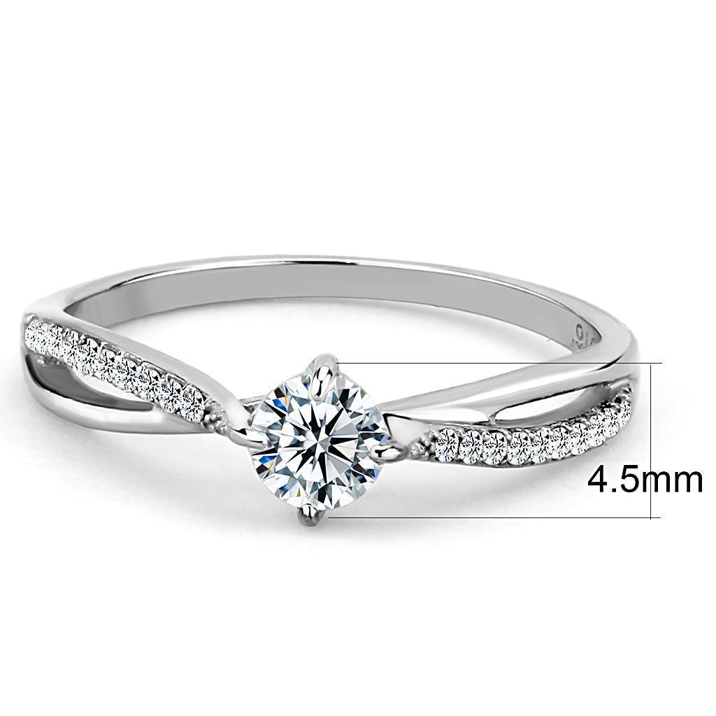 Womens Silver Rings High polished (no plating) 316L Stainless Steel Ring with AAA Grade CZ in Clear DA035 - Jewelry Store by Erik Rayo