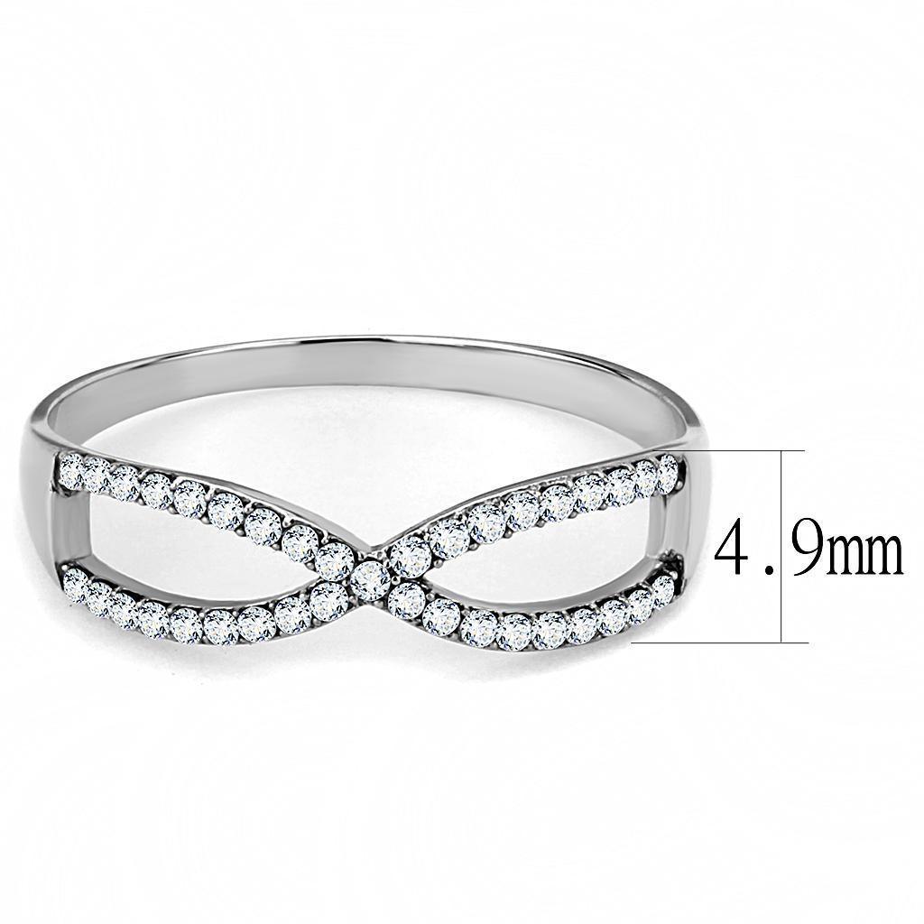 Womens Silver Rings High polished (no plating) 316L Stainless Steel Ring with AAA Grade CZ in Clear DA041 - Jewelry Store by Erik Rayo