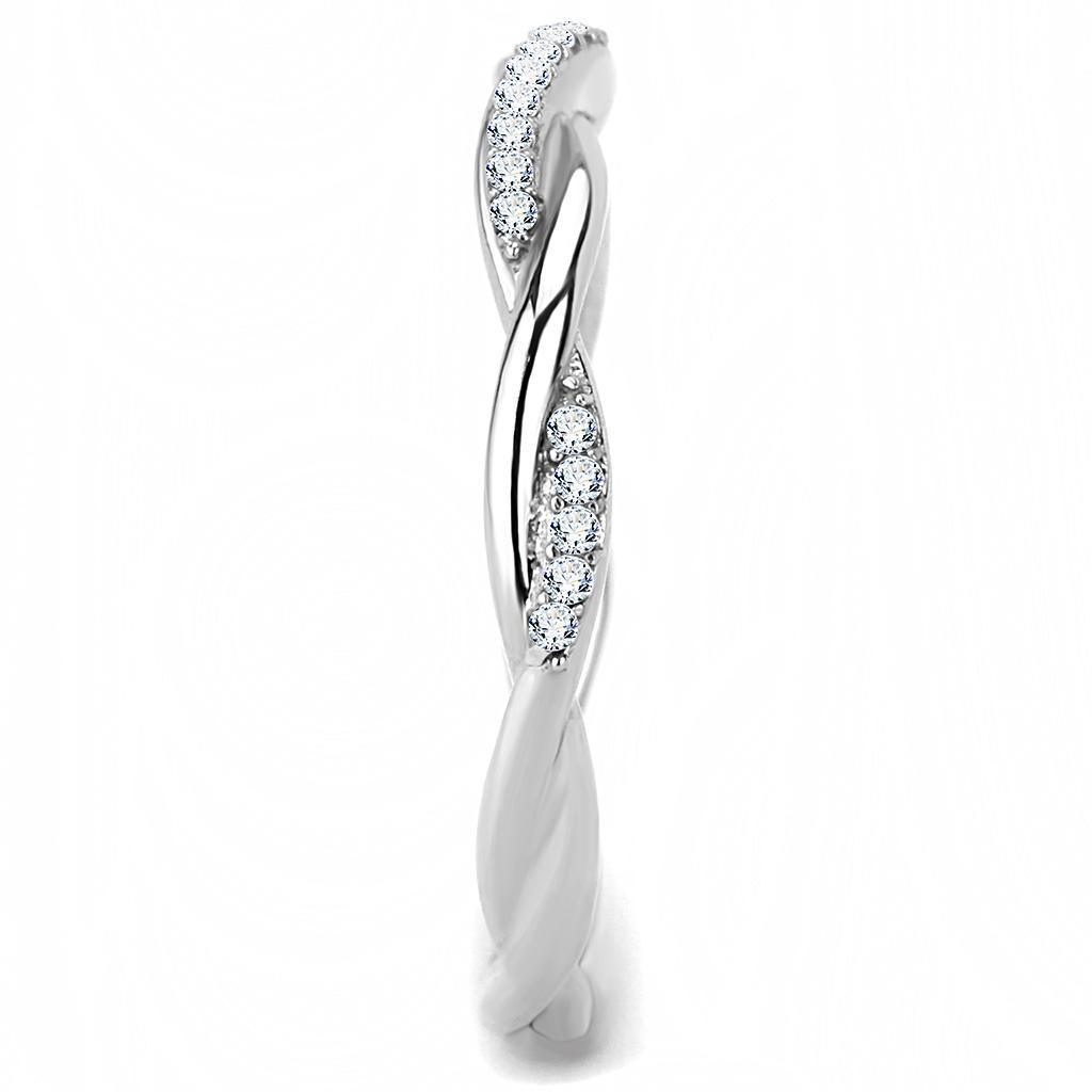 Womens Silver Rings High polished (no plating) 316L Stainless Steel Ring with AAA Grade CZ in Clear DA042 - Jewelry Store by Erik Rayo