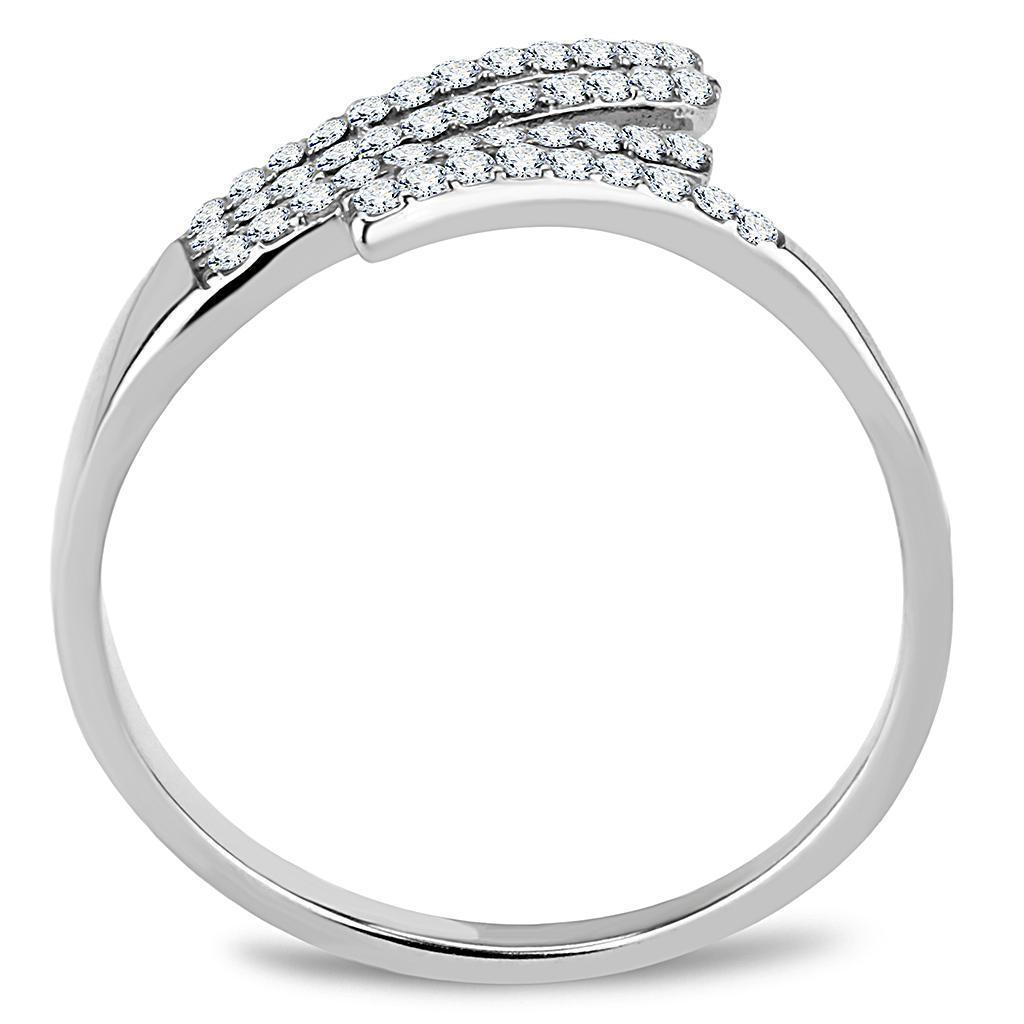 Womens Silver Rings High polished (no plating) 316L Stainless Steel Ring with AAA Grade CZ in Clear DA043 - Jewelry Store by Erik Rayo