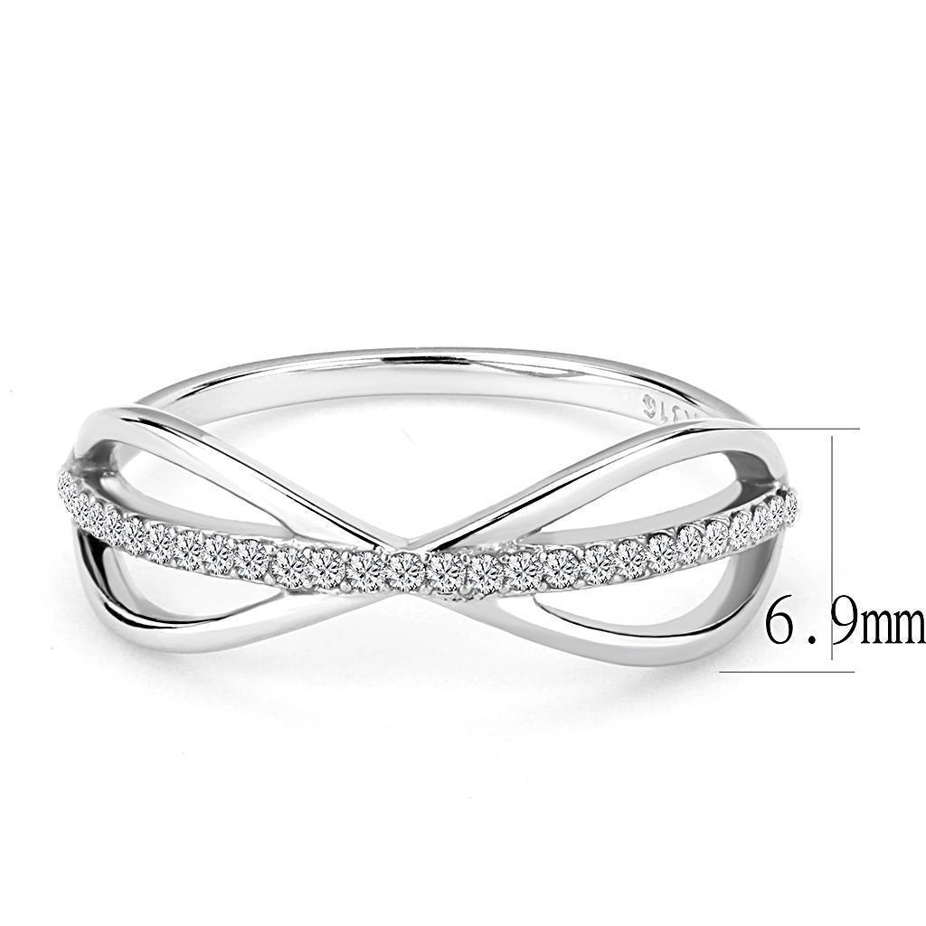 Womens Silver Rings High polished (no plating) 316L Stainless Steel Ring with AAA Grade CZ in Clear DA046 - Jewelry Store by Erik Rayo