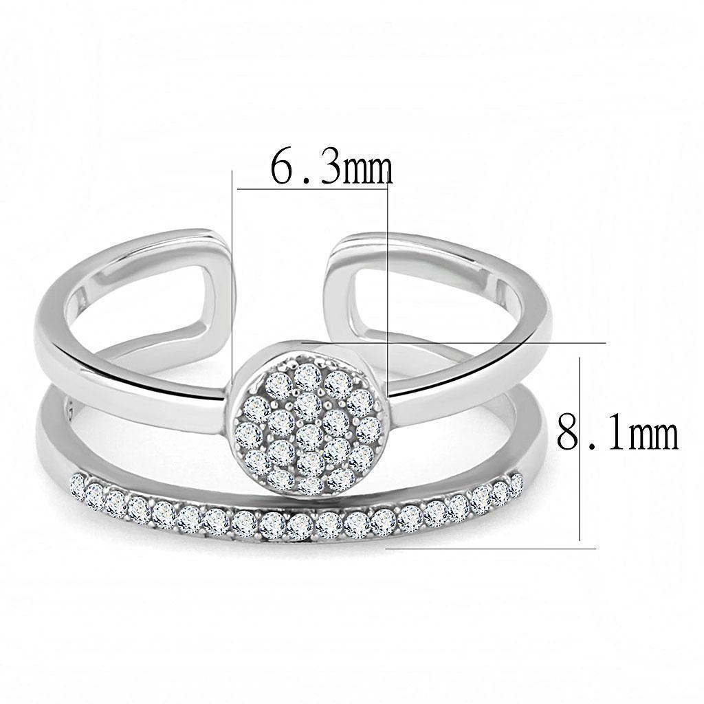 Womens Silver Rings High polished (no plating) 316L Stainless Steel Ring with AAA Grade CZ in Clear DA048 - Jewelry Store by Erik Rayo
