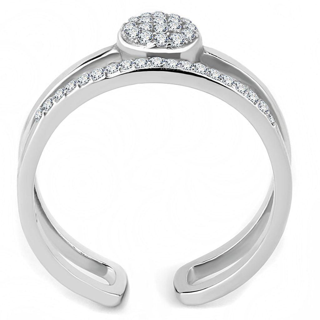 Womens Silver Rings High polished (no plating) 316L Stainless Steel Ring with AAA Grade CZ in Clear DA048 - Jewelry Store by Erik Rayo