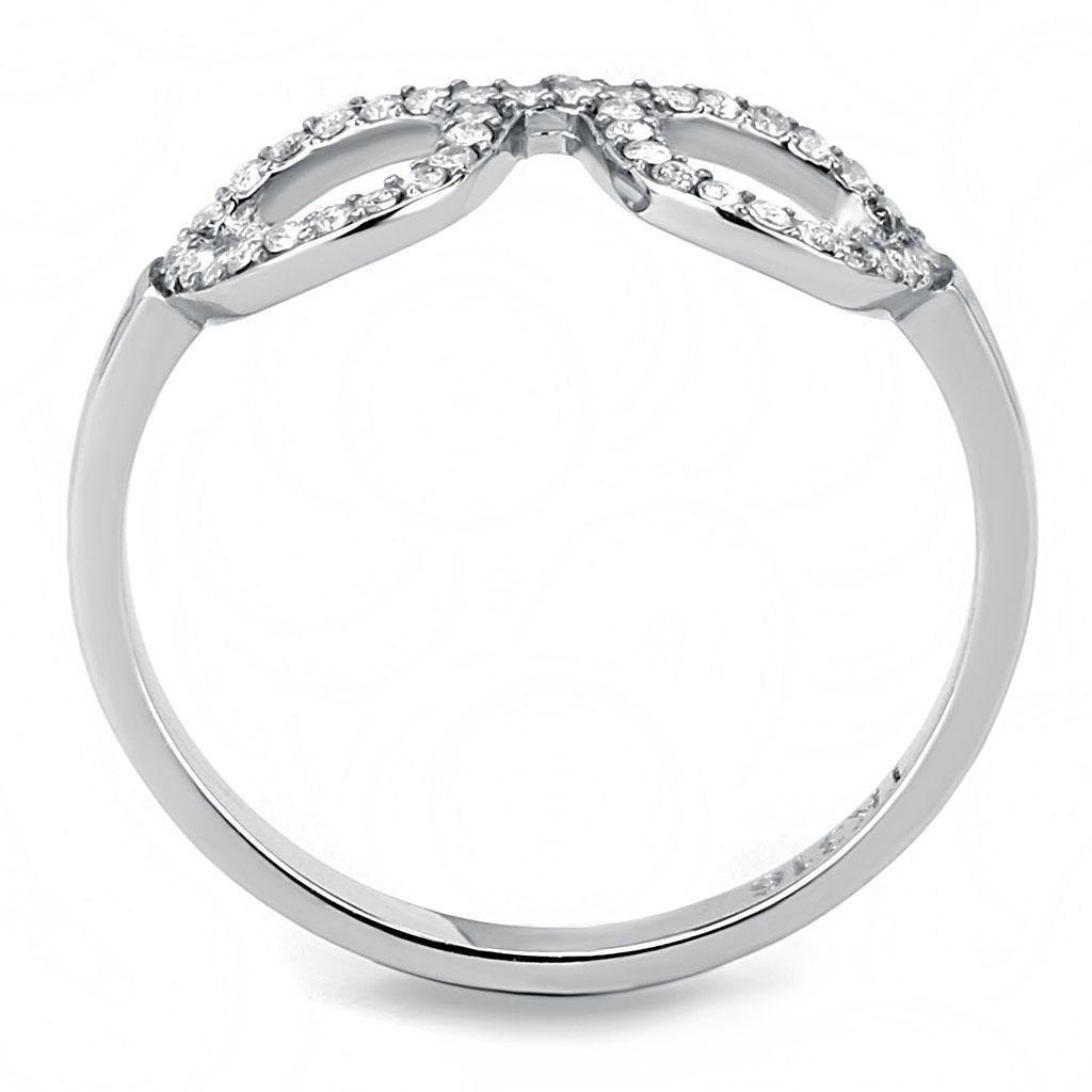 Womens Silver Rings High polished (no plating) 316L Stainless Steel Ring with AAA Grade CZ in Clear DA055 - Jewelry Store by Erik Rayo