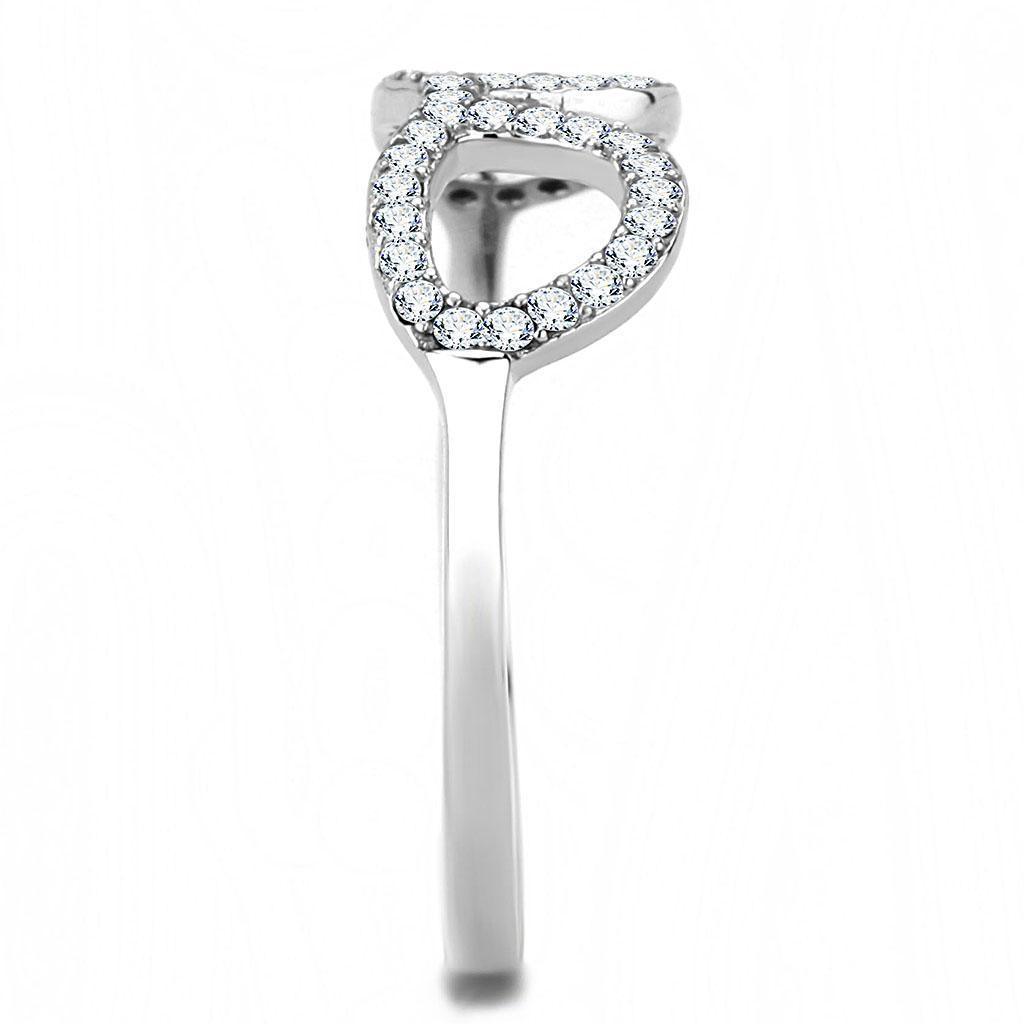 Womens Silver Rings High polished (no plating) 316L Stainless Steel Ring with AAA Grade CZ in Clear DA055 - Jewelry Store by Erik Rayo