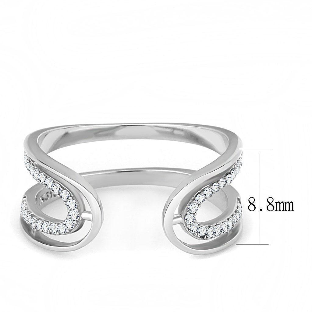 Womens Silver Rings High polished (no plating) 316L Stainless Steel Ring with AAA Grade CZ in Clear DA056 - Jewelry Store by Erik Rayo