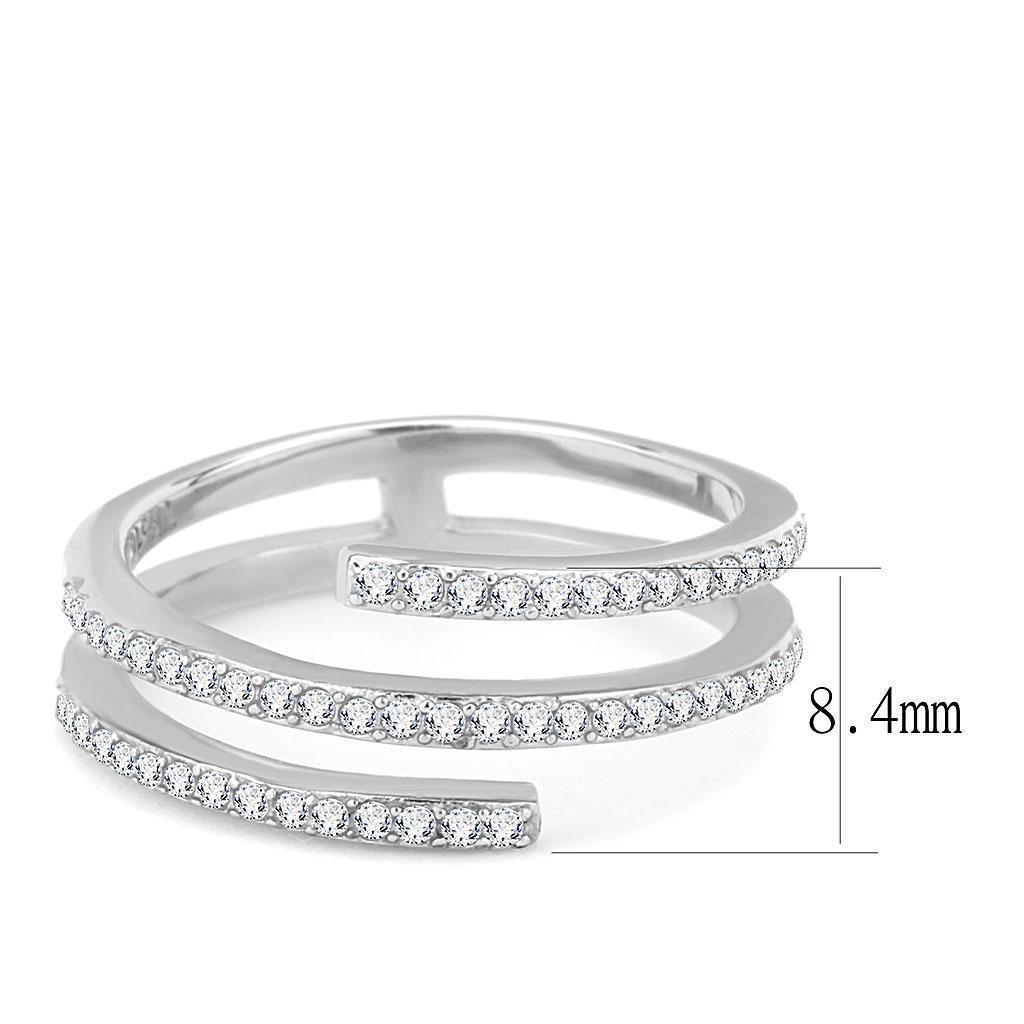 Womens Silver Rings High polished (no plating) 316L Stainless Steel Ring with AAA Grade CZ in Clear DA060 - Jewelry Store by Erik Rayo