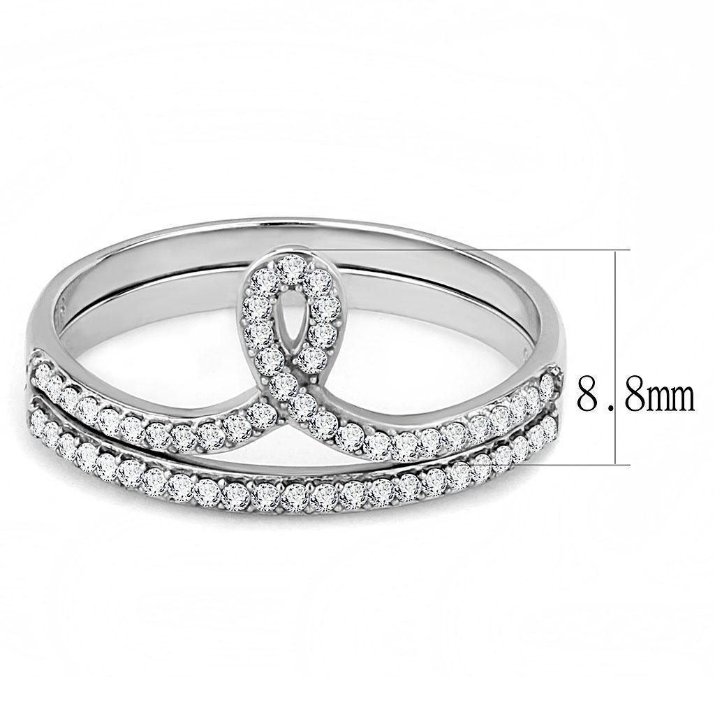 Womens Silver Rings High polished (no plating) 316L Stainless Steel Ring with AAA Grade CZ in Clear DA063 - Jewelry Store by Erik Rayo