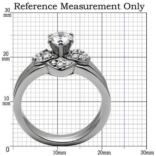 Womens Silver Rings High polished (no plating) 316L Stainless Steel Ring with AAA Grade CZ in Clear TK099 - Jewelry Store by Erik Rayo
