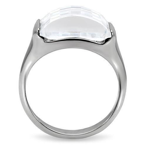 Womens Silver Rings High polished (no plating) 316L Stainless Steel Ring with AAA Grade CZ in Clear TK100 - Jewelry Store by Erik Rayo
