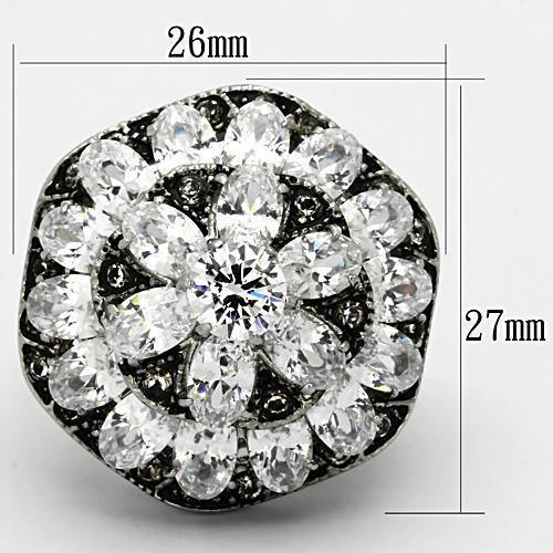 Womens Silver Rings High polished (no plating) 316L Stainless Steel Ring with AAA Grade CZ in Clear TK1016 - Jewelry Store by Erik Rayo