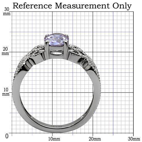 Womens Silver Rings High polished (no plating) 316L Stainless Steel Ring with AAA Grade CZ in Light Amethyst TK079 - Jewelry Store by Erik Rayo