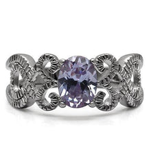 Load image into Gallery viewer, Womens Silver Rings High polished (no plating) 316L Stainless Steel Ring with AAA Grade CZ in Light Amethyst TK079 - Jewelry Store by Erik Rayo
