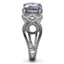 Load image into Gallery viewer, Womens Silver Rings High polished (no plating) 316L Stainless Steel Ring with AAA Grade CZ in Light Amethyst TK079 - Jewelry Store by Erik Rayo
