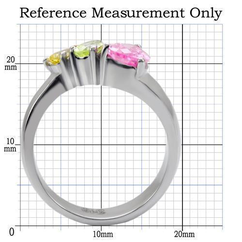 Womens Silver Rings High polished (no plating) 316L Stainless Steel Ring with AAA Grade CZ in Multi Color TK091 - Jewelry Store by Erik Rayo