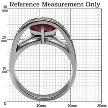 Load image into Gallery viewer, Womens Silver Rings High polished (no plating) 316L Stainless Steel Ring with AAA Grade CZ in Ruby TK089 - Jewelry Store by Erik Rayo
