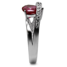 Load image into Gallery viewer, Womens Silver Rings High polished (no plating) 316L Stainless Steel Ring with AAA Grade CZ in Ruby TK089 - Jewelry Store by Erik Rayo
