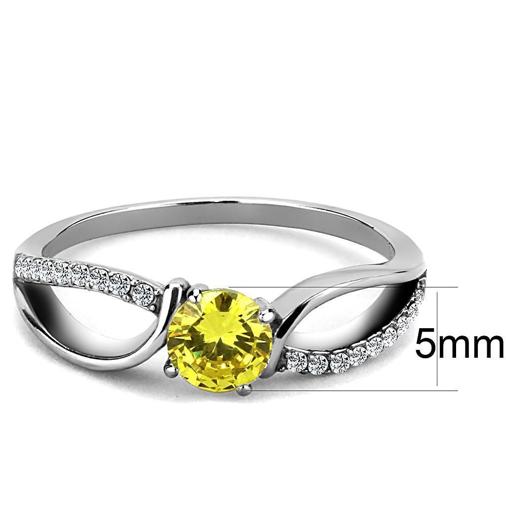 Womens Silver Rings High polished (no plating) 316L Stainless Steel Ring with AAA Grade CZ in Topaz DA005 - Jewelry Store by Erik Rayo