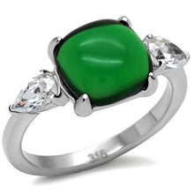 Load image into Gallery viewer, Womens Silver Rings High polished (no plating) 316L Stainless Steel Ring with Glass in Emerald TK087 - Jewelry Store by Erik Rayo
