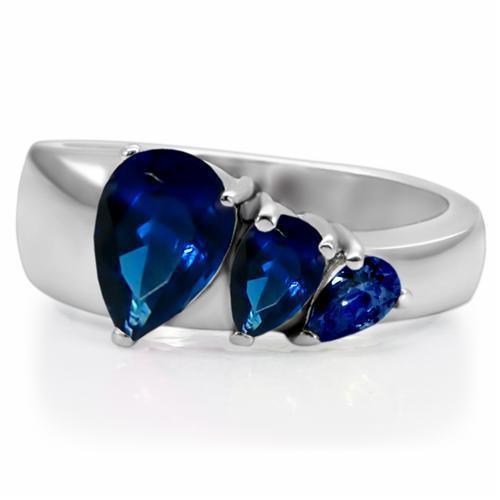 Womens Silver Rings High polished (no plating) 316L Stainless Steel Ring with Glass in Montana TK0F511 - Jewelry Store by Erik Rayo