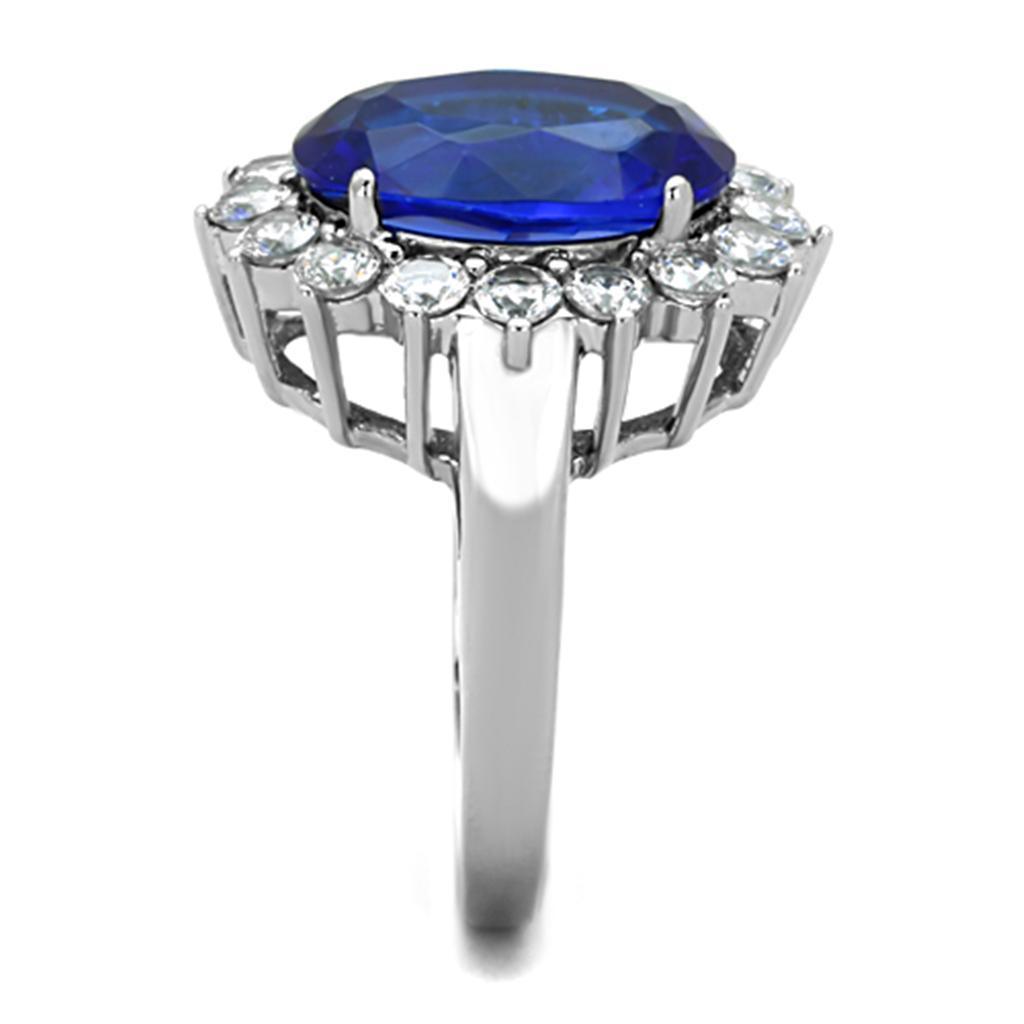 Womens Silver Rings High polished (no plating) 316L Stainless Steel Ring with Glass in Montana TK0W389 - Jewelry Store by Erik Rayo