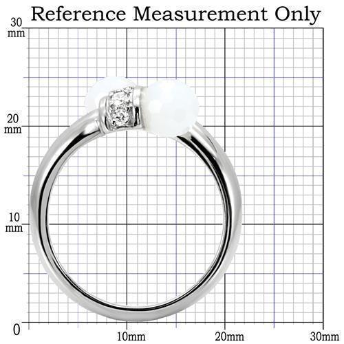 Womens Silver Rings High polished (no plating) 316L Stainless Steel Ring with Milky CZ in White TK101 - Jewelry Store by Erik Rayo