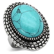 Load image into Gallery viewer, Womens Silver Rings High polished (no plating) 316L Stainless Steel Ring with Semi-Precious Turquoise in Sea Blue TK1022 - Jewelry Store by Erik Rayo
