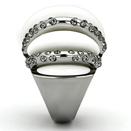 Womens Silver Rings High polished (no plating) 316L Stainless Steel Ring with Top Grade Crystal in Black Diamond TK1011 - Jewelry Store by Erik Rayo