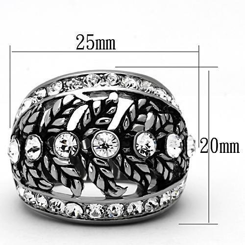 Womens Silver Rings High polished (no plating) 316L Stainless Steel Ring with Top Grade Crystal in Clear TK1015 - Jewelry Store by Erik Rayo