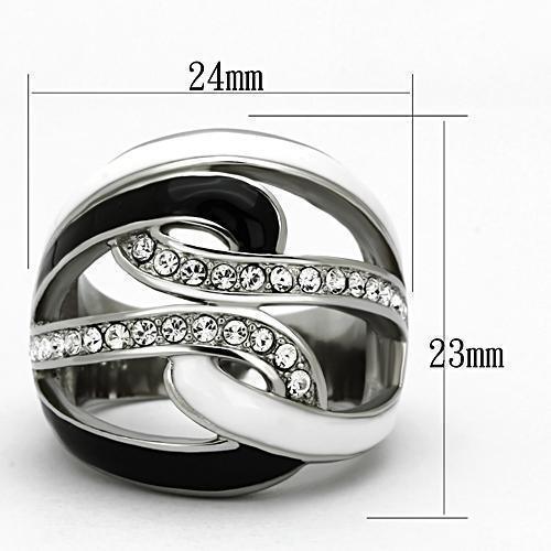 Womens Silver Rings High polished (no plating) 316L Stainless Steel Ring with Top Grade Crystal in Clear TK1018 - Jewelry Store by Erik Rayo