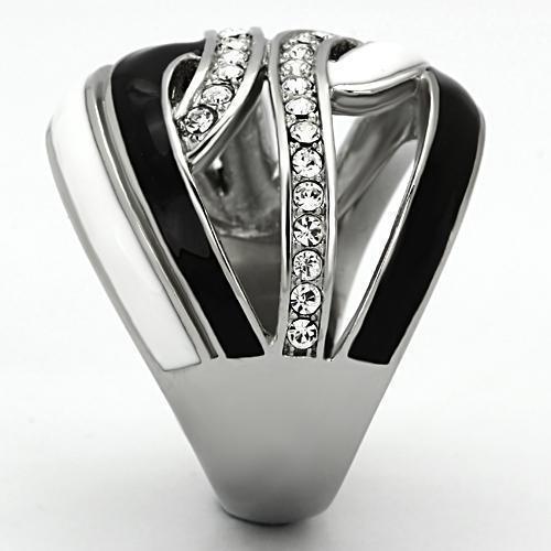 Womens Silver Rings High polished (no plating) 316L Stainless Steel Ring with Top Grade Crystal in Clear TK1018 - Jewelry Store by Erik Rayo