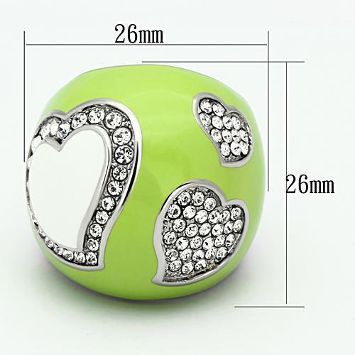 Womens Silver Rings High polished (no plating) 316L Stainless Steel Ring with Top Grade Crystal in Clear TK1021 - Jewelry Store by Erik Rayo