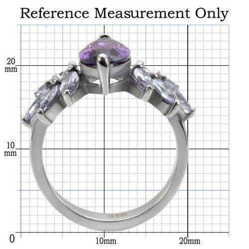 Silver Rings for Womens High polished (no plating) Stainless Steel Ring with AAA Grade CZ in Amethyst TK085 - Jewelry Store by Erik Rayo
