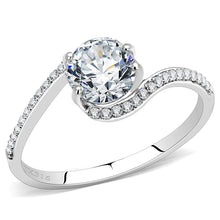 Load image into Gallery viewer, Silver Rings for Womens High polished (no plating) Stainless Steel Ring with AAA Grade CZ in Clear DA023 - Jewelry Store by Erik Rayo
