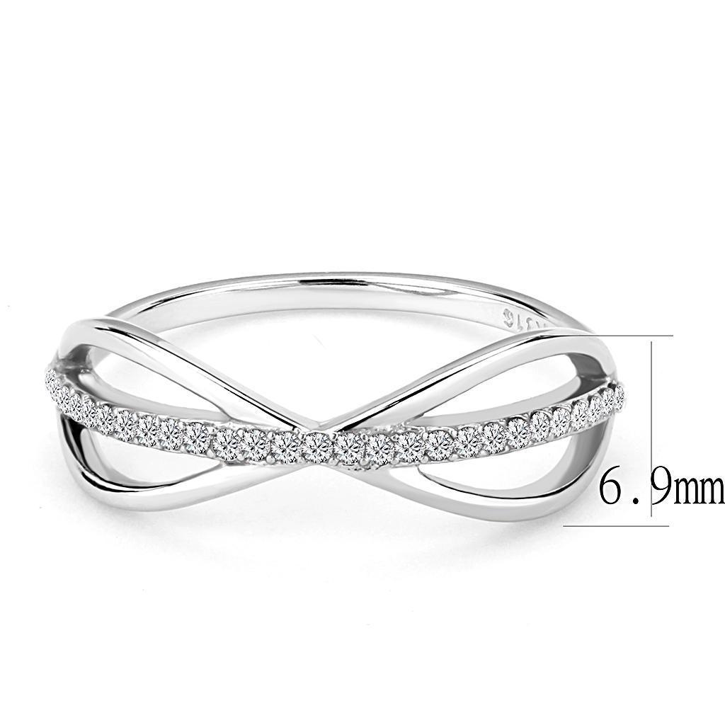 Silver Rings for Womens High polished (no plating) Stainless Steel Ring with AAA Grade CZ in Clear DA046 - Jewelry Store by Erik Rayo