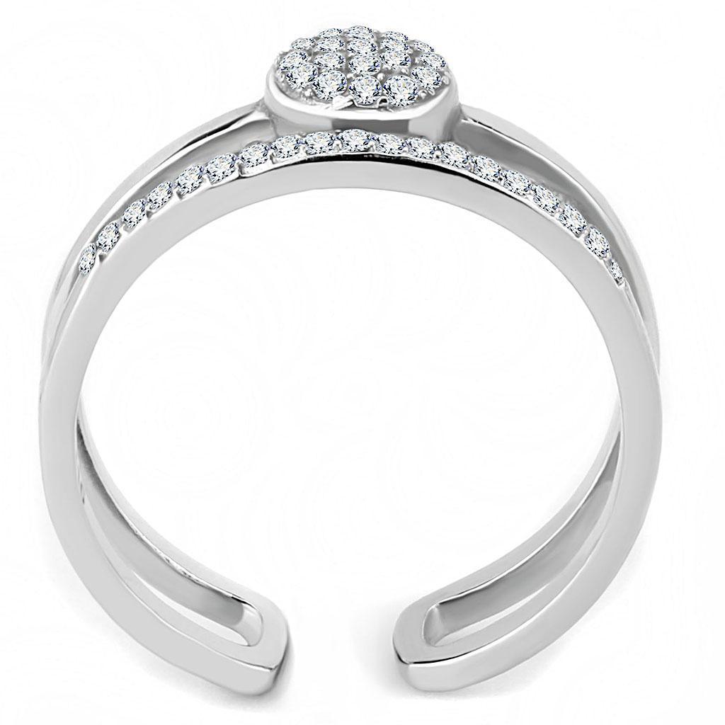 Silver Rings for Womens High polished (no plating) Stainless Steel Ring with AAA Grade CZ in Clear DA048 - Jewelry Store by Erik Rayo