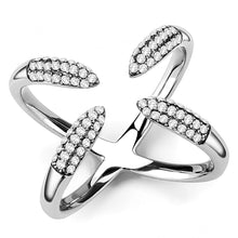 Load image into Gallery viewer, Silver Rings for Womens High polished (no plating) Stainless Steel Ring with AAA Grade CZ in Clear DA050 - Jewelry Store by Erik Rayo
