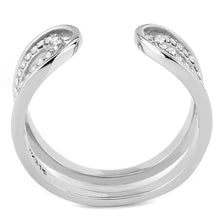 Load image into Gallery viewer, Silver Rings for Womens High polished (no plating) Stainless Steel Ring with AAA Grade CZ in Clear DA056 - Jewelry Store by Erik Rayo

