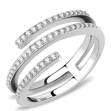 Load image into Gallery viewer, Silver Rings for Womens High polished (no plating) Stainless Steel Ring with AAA Grade CZ in Clear DA060 - Jewelry Store by Erik Rayo
