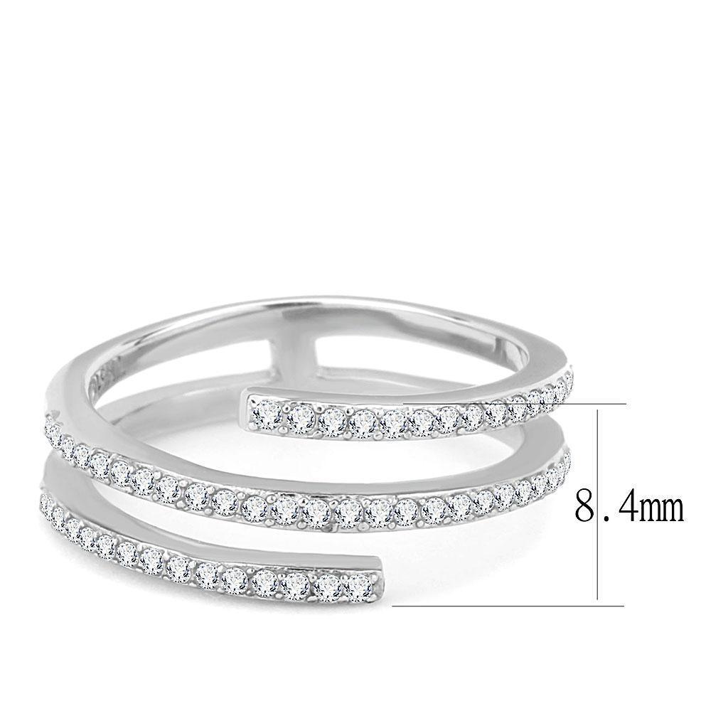 Silver Rings for Womens High polished (no plating) Stainless Steel Ring with AAA Grade CZ in Clear DA060 - Jewelry Store by Erik Rayo