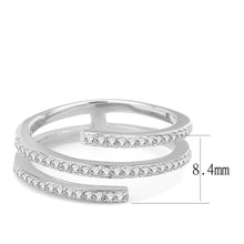 Load image into Gallery viewer, Silver Rings for Womens High polished (no plating) Stainless Steel Ring with AAA Grade CZ in Clear DA060 - Jewelry Store by Erik Rayo
