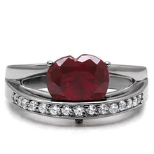 Load image into Gallery viewer, Silver Rings for Womens High polished (no plating) Stainless Steel Ring with AAA Grade CZ in Ruby TK089 - Jewelry Store by Erik Rayo
