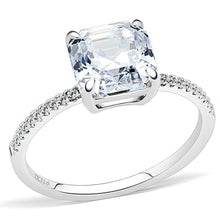 Load image into Gallery viewer, Silver Rings for Womens High polished (no plating) Stainless Steel Ring with Cubic in Clear DA008 - Jewelry Store by Erik Rayo
