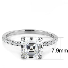 Load image into Gallery viewer, Silver Rings for Womens High polished (no plating) Stainless Steel Ring with Cubic in Clear DA008 - Jewelry Store by Erik Rayo
